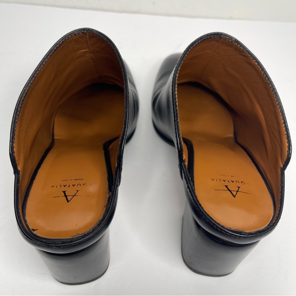 Aquatalia Elisabetta Black Slip-On Leather Block Heel Mule Booties Size 8.5 - Picture 11 of 14